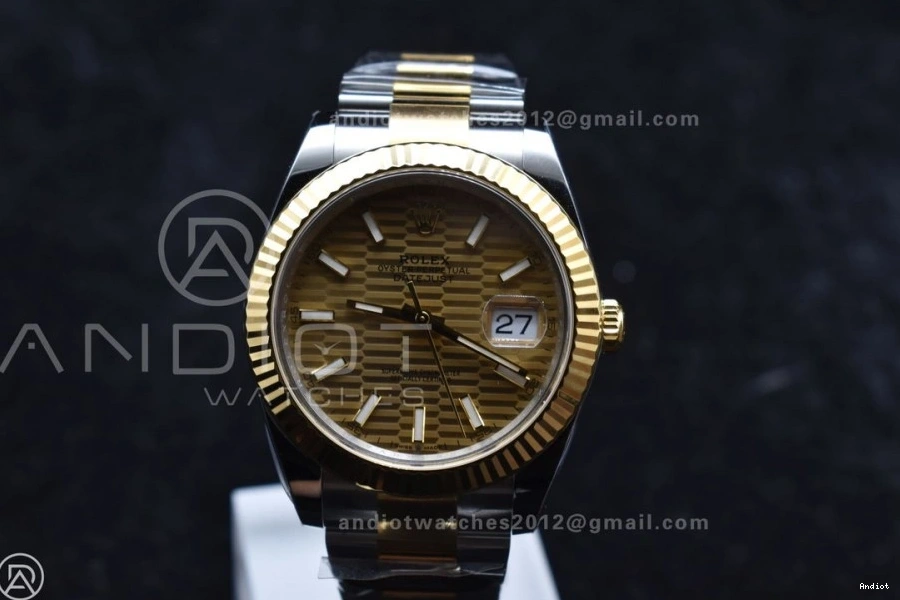 Textured Clean 904L DateJust 1:1 VR3235 126333 YG Oyster Dial 41 Steel YG on SS Edition Best Bracelet 0504